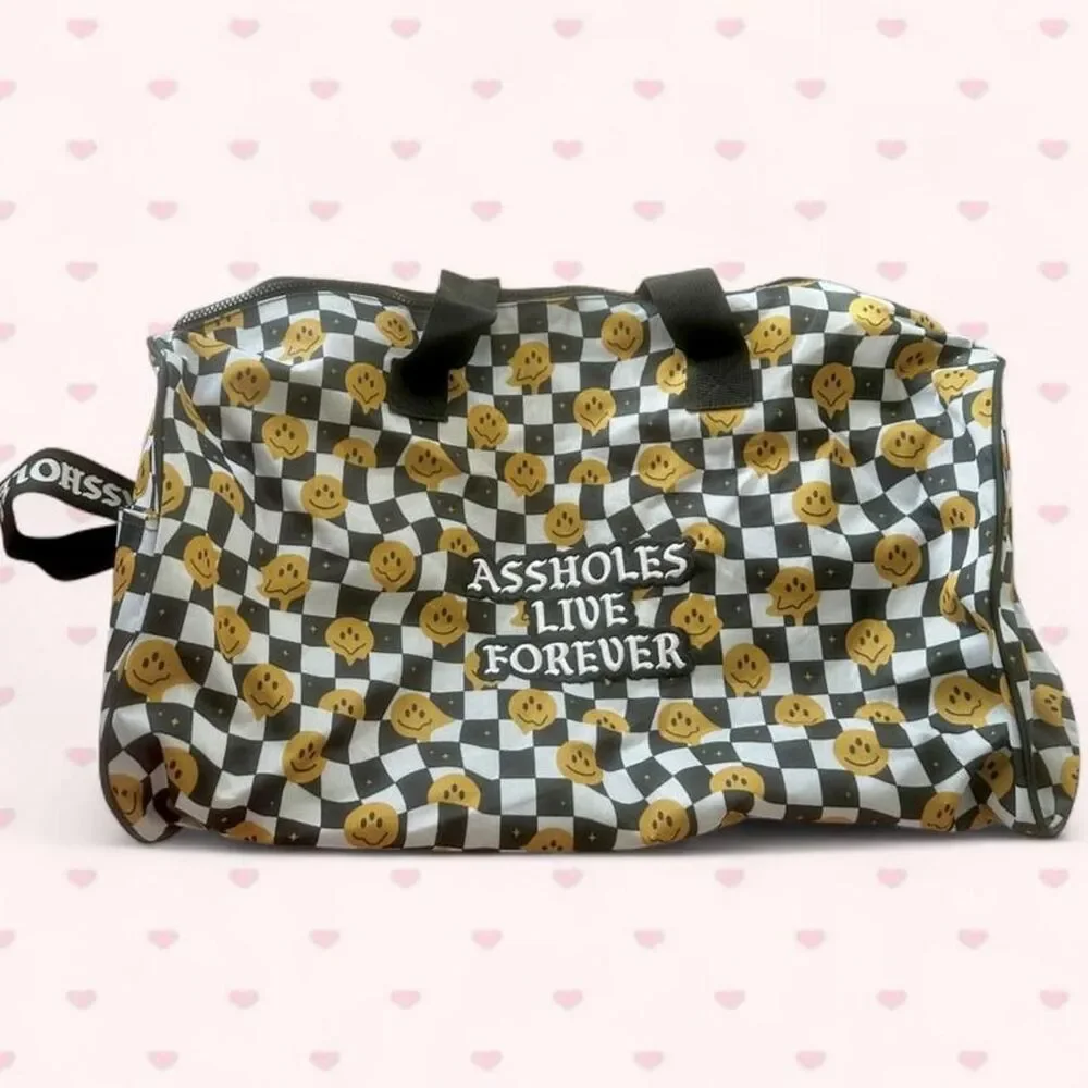 Assholes Live Forever Checkered Duffel Bag 